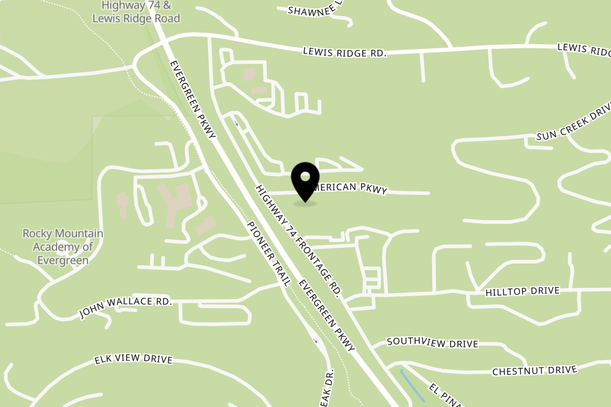 Map showing the location of Evergreen Brewery on 2962 Evergreen Pkwy #201 in Evergreen